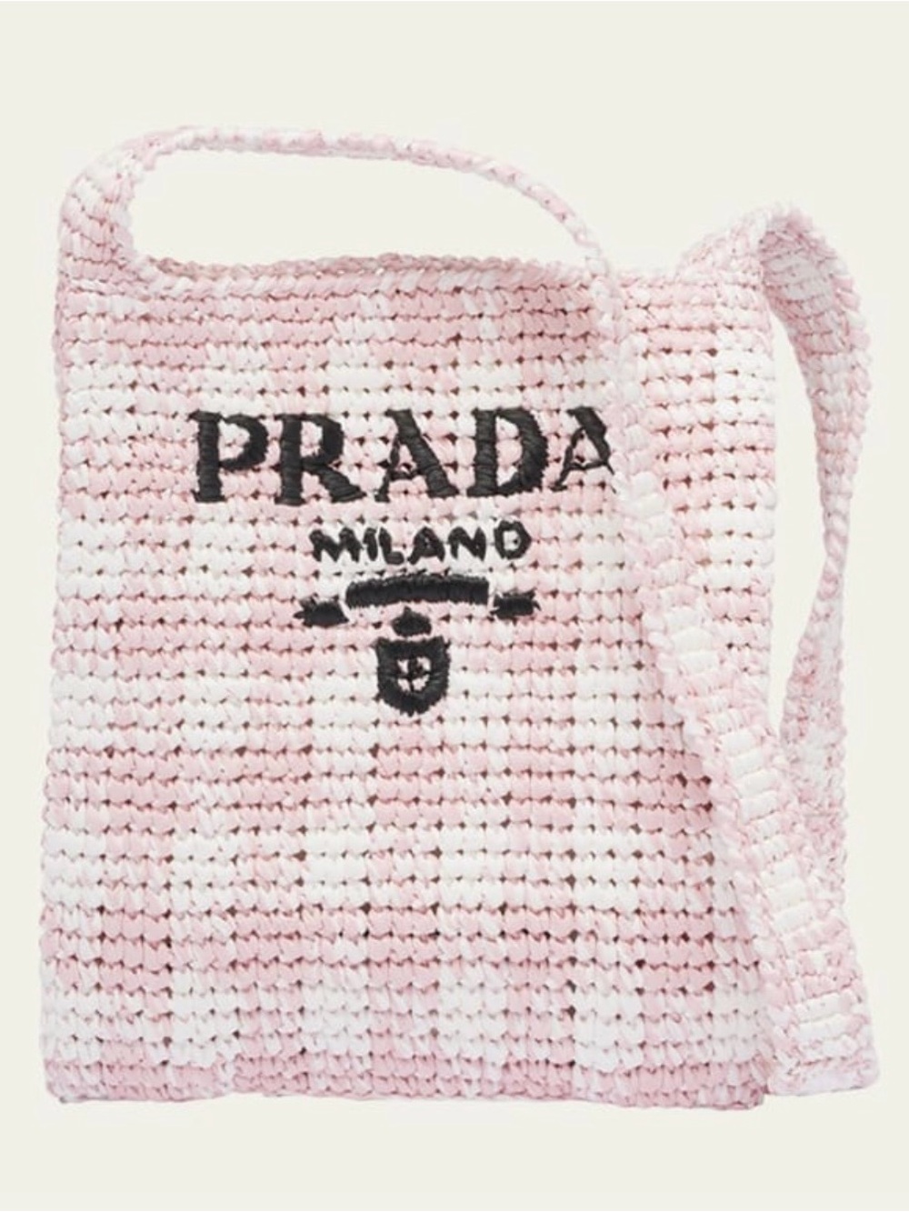 Prada Pink and White Crochet Shoulder Bag